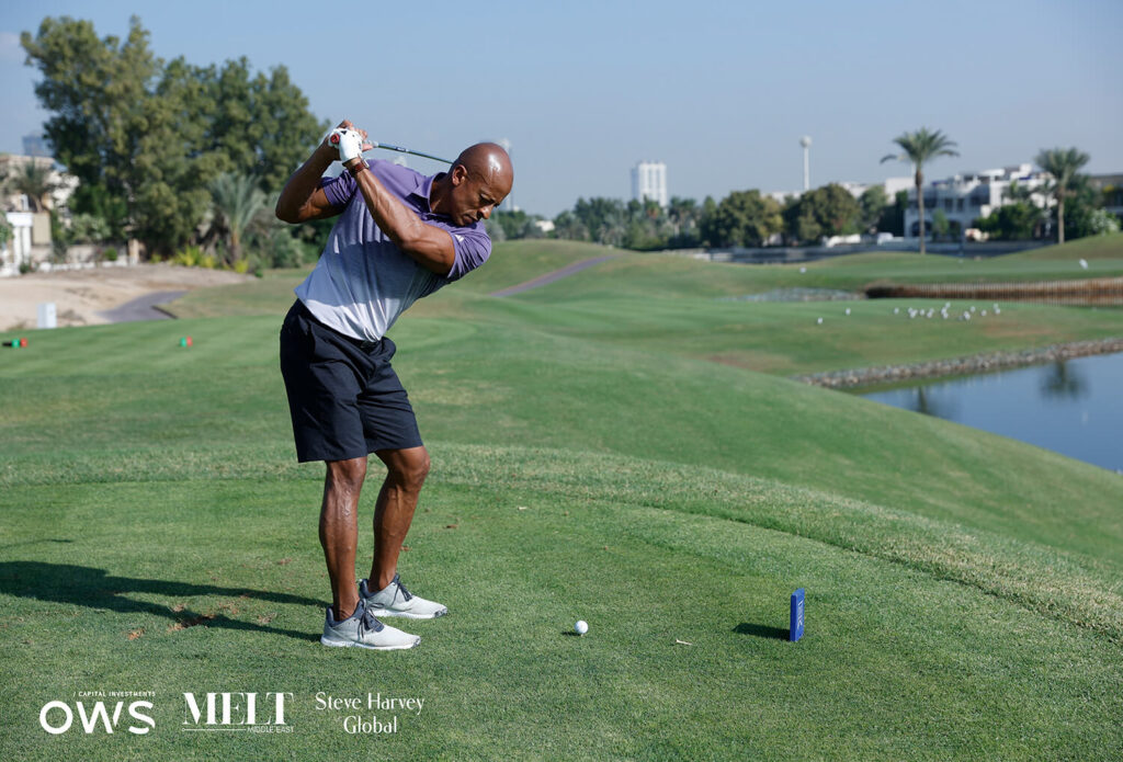 Golfer ready to swing