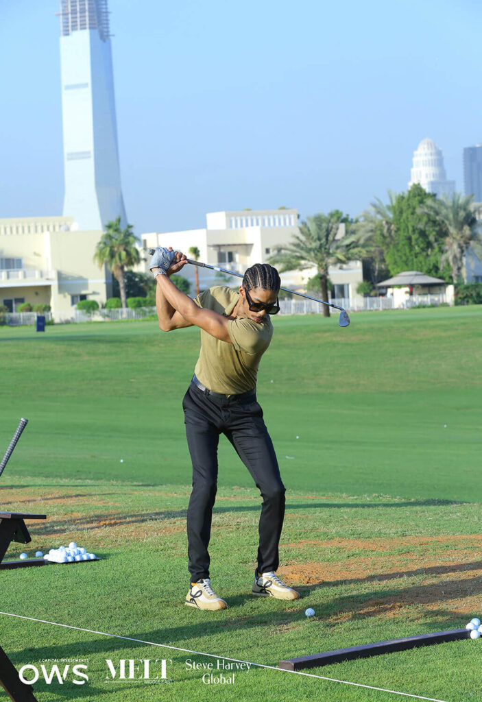 Golfer swinging
