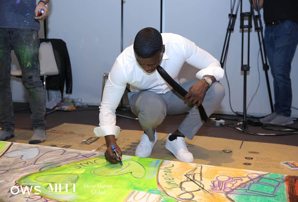 Guest drawing on mural