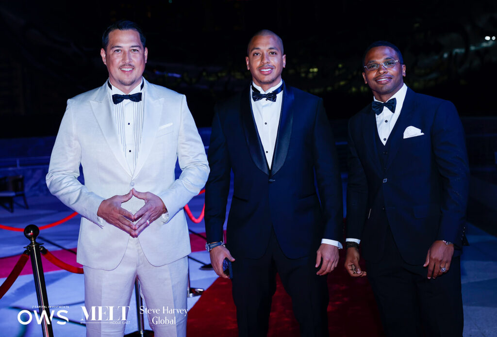 Three gentlemen posed for the red carpet