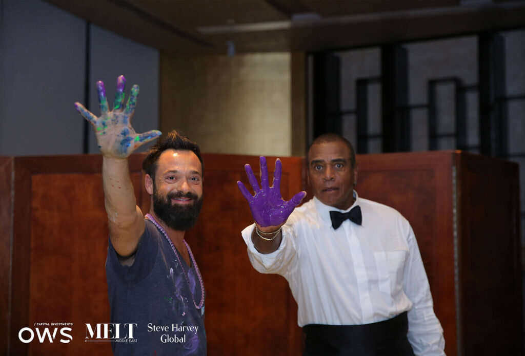 People with paint on their hands