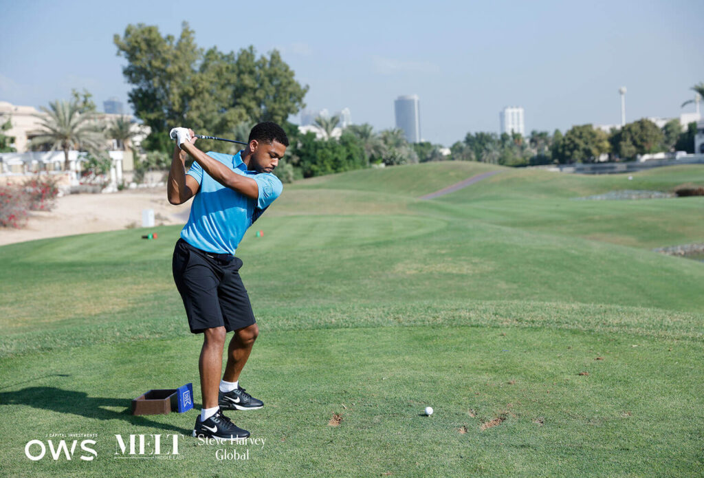 Golfer getting ready to swing