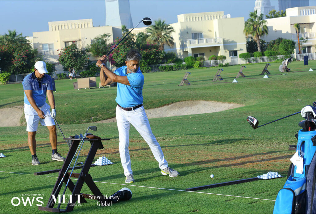 Golfer getting ready to swing