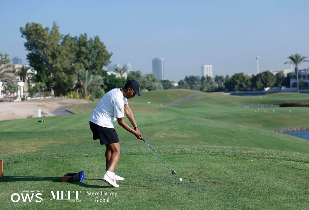 Golfer taking a swing
